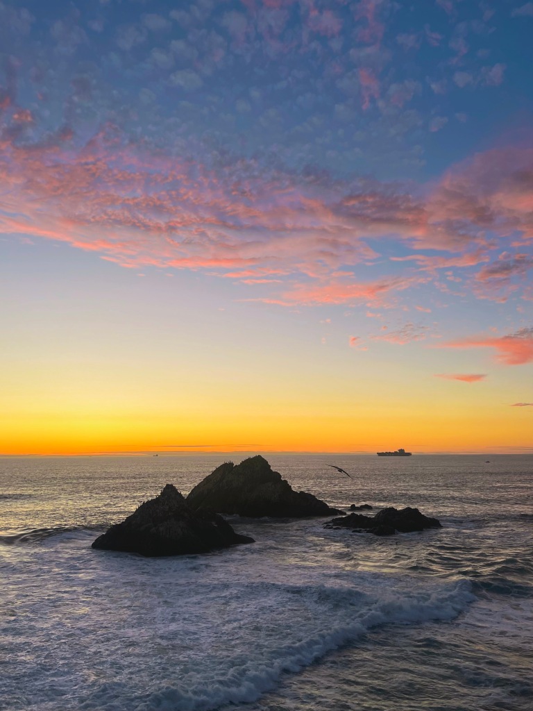 San Francisco sunset over Seal Rocks
